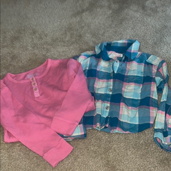 Cat & Jack Pink and Blue Plaid Kids Shirt Set - Picture 1 of 2